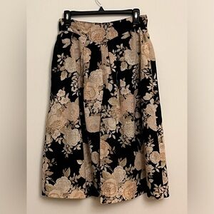 Thrifted Floral Black Skirt
